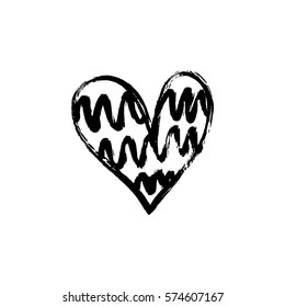 Hand drawn vector heart with paint texture. Valentine's day or wedding design element.