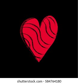 Hand drawn vector heart with paint texture. Valentine's day or wedding design element.