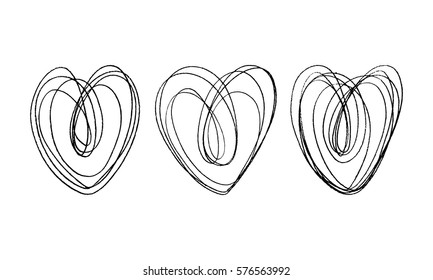 Hand drawn vector heart with pencil texture. Valentine's day or wedding's design element.