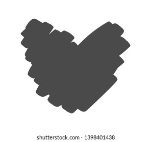 Hand drawn vector heart with rough edge. Dry brush ink illustration. Concepn icon symbol for t-shirt, greeting card, poster wedding. Design flat element of valentine day