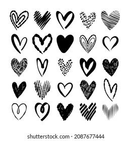 Hand drawn vector heart shape element collection