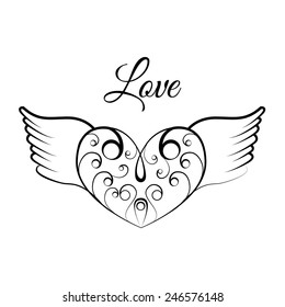 Hand drawn vector heart sign.