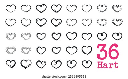 Hand drawn vector hearts object. Vector new hart elements for others design. Creative hart brush object.