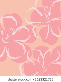 ilustração de hibisco de vetor desenhado à mão sobre fundo rosa