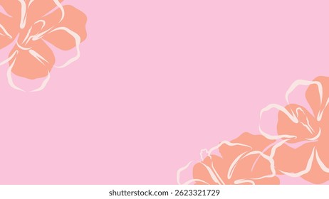 Hand drawn vector hibiscus illustration frame on pink background