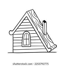 Casa vectorial dibujada a mano. Pequeño edificio rural aislado en blanco. Ilustración de Doodle