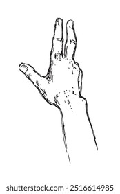 Mão desenhada vetor mão humana no estilo de esboço.