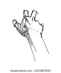 Hand drawn vector human hand in sketch style.