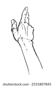 Hand drawn vector human hand in sketch style.