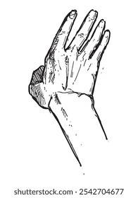 Mão desenhada vetor mão humana no estilo de esboço.