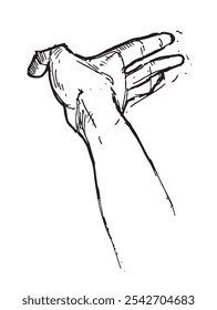 Mão desenhada vetor mão humana no estilo de esboço.