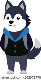 Hand drawn vector husky student illustration
