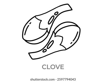 Hand drawn vector icon of clove, spice, editable, simple, black outline