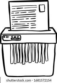 Hand Drawn Vector Icon Of Outline Shredder In Cartoon Style