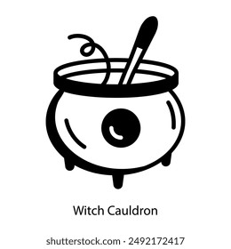 A hand drawn vector icon of witch cauldron 