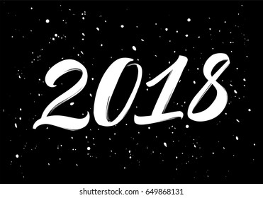 Hand drawn vector illustration of the 2018 year. Lettering for greeting card, calendar