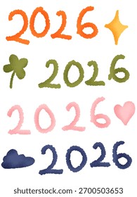 Ilustración vectorial dibujada a mano de una tipografía de 2026