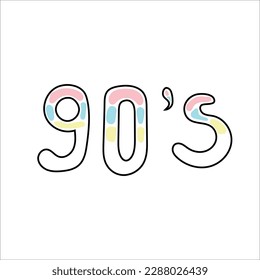Hand drawn vector illustration 90s retro. Isolated on white background