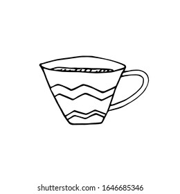 Ilustración vectorial dibujada a mano. Una simple jarra infantil. Doodle, divertido, boceto. De diseño moderno.
