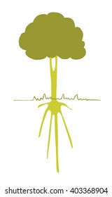 Hand drawn vector illustration "A tree and its roots " 