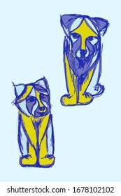 Hand drawn vector illustration about animal cartoon sketch with pastel colors