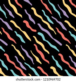 Hand drawn vector illustration of abstract memphis tiger pattern.