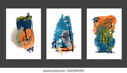 hand drawn vector illustration. abstract design with doodles and various shapes. modern art isolated vector graphic. hand painted minimalistic geometric frame