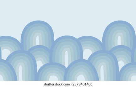 Ilustración vectorial dibujada a mano del fondo abstracto de la onda arcoiris azul pastel. plantilla para banner, concepto de diseño, medios sociales, publicidad, presentaciones, afiche, fondo, impresión