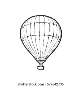 Hand drawn vector illustration - Air balloon. Sketch