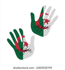 Hand drawn vector illustration with algeria flag pattern great for poster, magazine and clothes design
