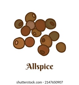 Hand Drawn Vector Illustration Of Allspice, Jamaica Pepper, Myrtle Pepper, Or Pimento Isolated On White Background.