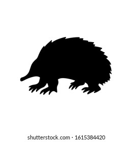 Hand drawn vector illustration animal of Australia silhouette echidna isolated on white background. Wild life and fauna. Best for books, cards, posters, sites, stickers, magazines, print, banner.