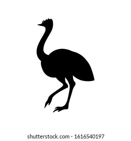 Hand drawn vector illustration animal of Australia ostrich Emu silhouette isolated on white background. Wild life and fauna. Best for books, cards, posters, sites, stickers, magazines, print, banner.