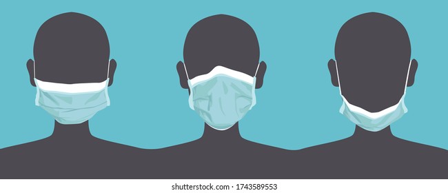 Hand drawn vector illustration of anonymous human figures wearing a surgical face mask, that provides some protection against the spread of diseases and viruses to the wearer, in various ways.