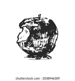 Hand drawn vector illustration with an apple. Graphic vintage design. Eat a Red Apple Day – December 1