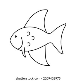 Hand drawn vector illustration of an aquarium fish. Isolated on white background