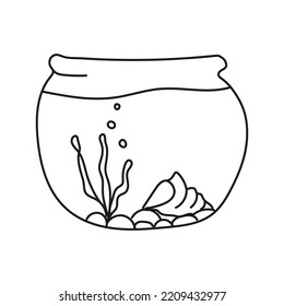 Acuario de ilustración de vector dibujado a mano Aislado sobre fondo blanco