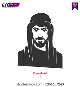 hand drawn vector illustration of arab man on white background.