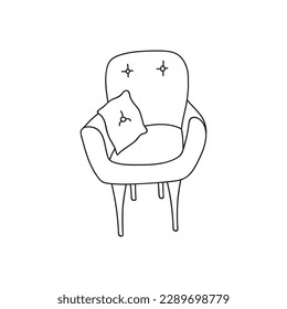 Dibujo manual vectorial de un sillón. Aislado sobre fondo blanco