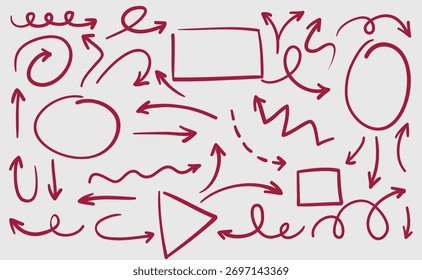 handgezeichnete Vektorgrafik, Pfeile gesetzt,	