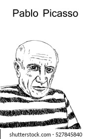 A Hand Drawn Vector Illustration Of The Artist Pablo Picasso.