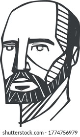 Hand drawn vector illustration or artistic drawing of Saint Ignatius of Loyola, founder of the Jesuit order