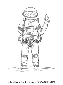 Hand drawn vector illustration of astronaut.