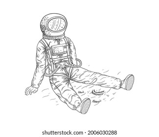Hand drawn vector illustration of astronaut.