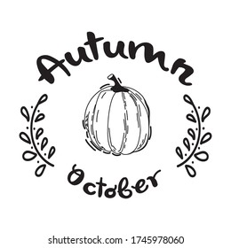 Ilustración vectorial dibujada a mano. Afiche del otoño. Es bueno para la reserva de chatarra, carteles, tarjetas de felicitación, carteles, textiles, regalos, camisas, tazas u otros regalos.