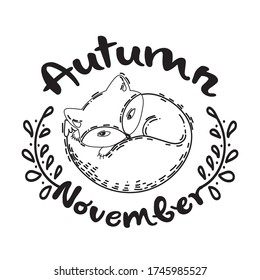 Hand drawn vector illustration. Autumn  poster. Good for  posters, greeting cards, banners, textiles, gifts, shirts, mugs or other gifts.