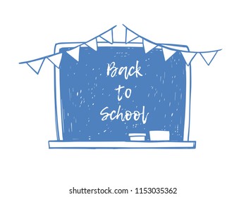 Hand drawn vector illustration - Back to school. Sketch design elements. Education, study, teacher, school supplies. Perfect for presentations, web, bunners, advertising