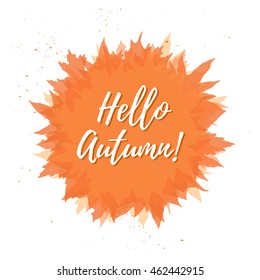 Hand drawn vector illustration. Background with Fall leaves. Forest design elements. Hello Autumn!