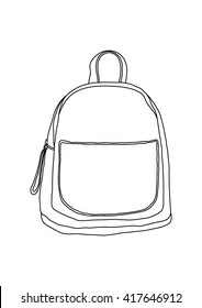 Hand drawn vector illustration of a backpack. Ink fashion illustration. 
