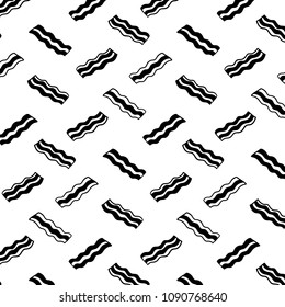 Hand drawn vector illustration of bacon pattern.Black and white.